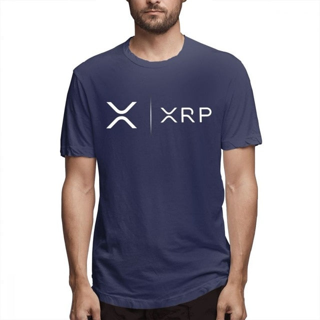 Side By Side Ripple Coin XRP T Shirt Unique Design T-Shirt Organic Cotton Faddish Homme High Street Tee Shirts shirt